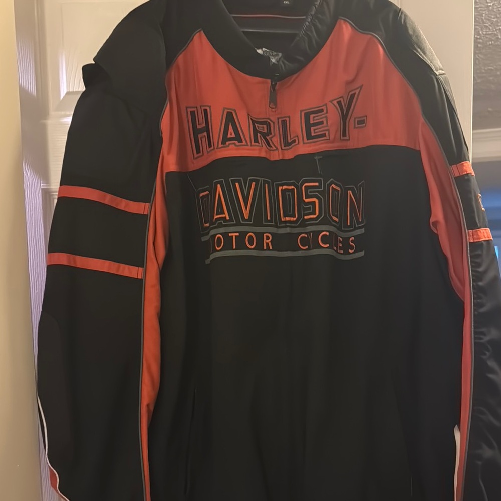 Harley-Davidson Black and Orange Bomber Jacket